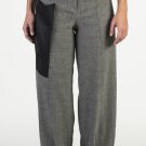 Woolen Herringbone Trousers With Leather Pocket
